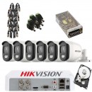 Kit supraveghere 6 camere ColorVU Hikvision 5.0 MP Iluminator led alb 20 M