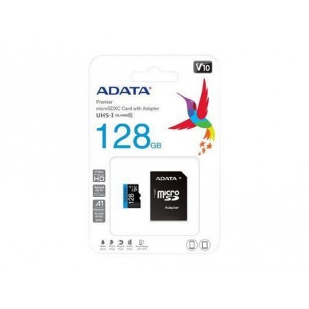 CARD MicroSD ADATA 128GB Clasa 10 cu adaptor, AUSDX128GUICL10A1-RA1