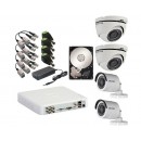 Kit supraveghere complet 2 camere Bullet si 2 camere DOME , FULL HD 1080P Hikvision