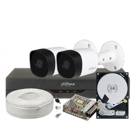 Kit supraveghere video 2 camere, complet, FULL HD, IR 20m, 1 x HDD, SAF2E22-1TB-SHQ-DH