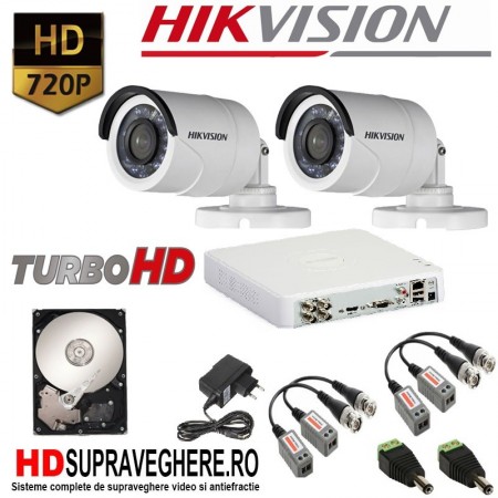 Kit supraveghere complet 2 camera turboHD 720P Hikvision