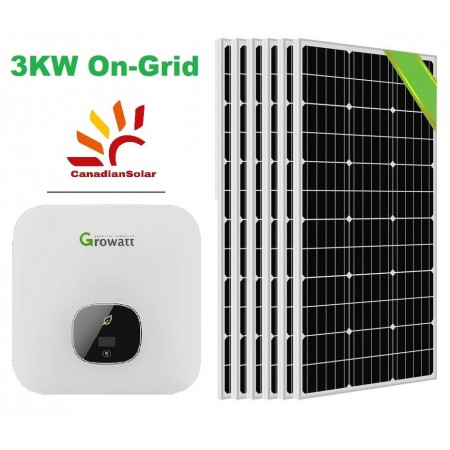 Pachet 3KW ON GRID Monofazat Canadian Solar si Growatt si Smart Meter Growat inclus