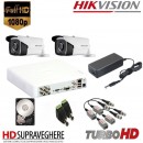 KIT SUPRAVEGHERE VIDEO COMPLET 2 CAMERE FULL HD 2.0MP IR80M HIKVISION