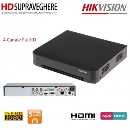DVR HDTVI 4 Canale, 5.0 Megapixeli, 2 x HDD , UltraHD, HIKVISION DS-7204HUHI-K2 TurboHD 4.0