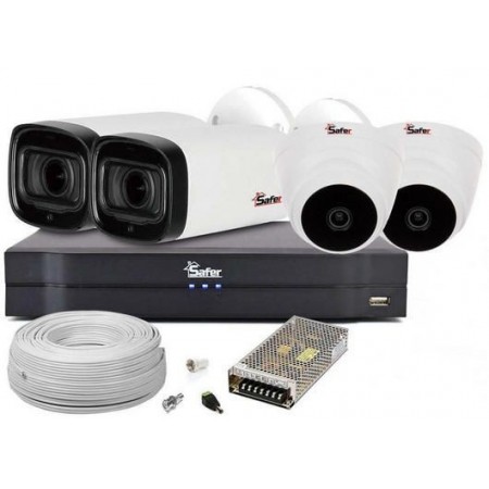 Kit supraveghere video 4 camere mixte Full HD, 2 MP, Zoom motorizat 5X FullHD